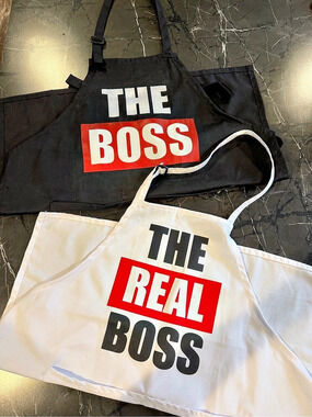 The Boss & The Real Boss Couples Apron Set